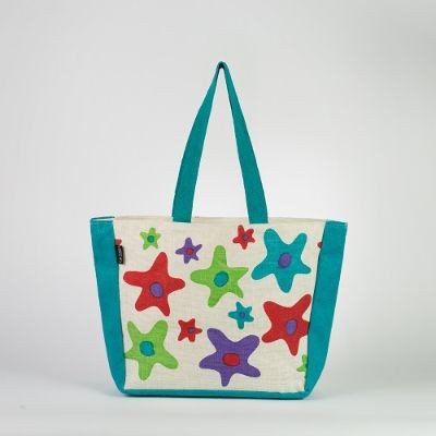 # AB 22 - TOSSA Fashion Jute Bag - Star print (400 gm. Per Unit)