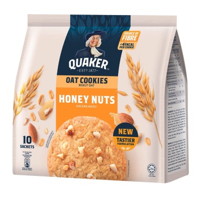 QUAKER OAT COOKIES HONEY NUTS 250G x 12