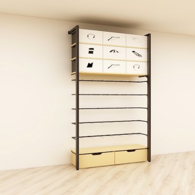 Stylish Retail Display Minirack Wall Unit 2000 H x 900L x 400 D (Black)