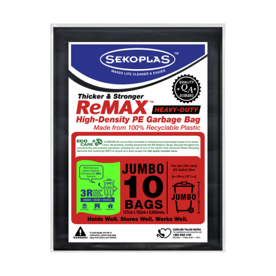 Sekoplas ReMAX HDPE Garbage Bags Jumbo (10 Pcs x 12 Pkts)