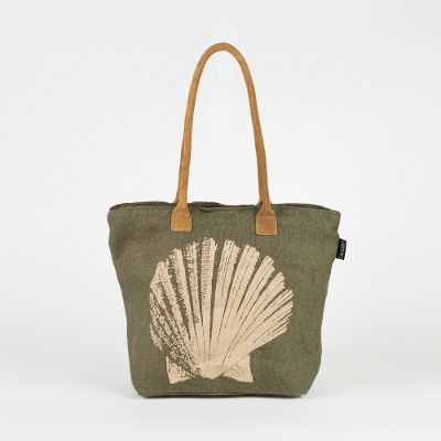 # AB 38 Unlaminated - TOSSA Fashion Jute Bag - Shell print/green (25 Units Per Carton)