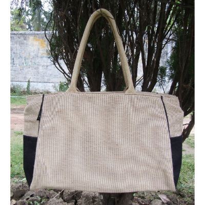 # AA 13 - TOSSA Fashion Jute Bag /Natural Jute &Black (400 gm. Per Unit)