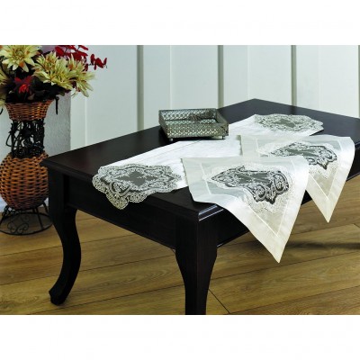 Tual Yatak Odasi Takimi (Krem) - Nazik 3 Pieces Table Cloth Set (Cream)