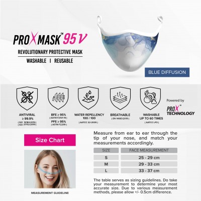 PROXMASK 95V Antiviral Reusable Face Mask - Sublimation Design - M Size