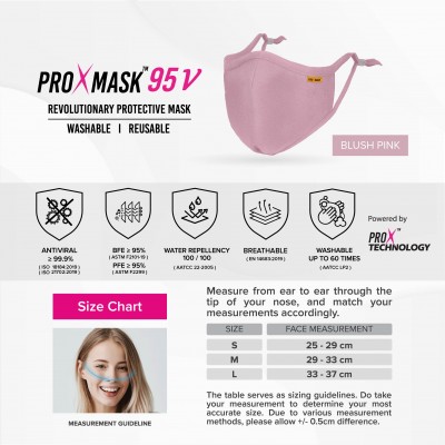 PROXMASK 95V Antiviral Reusable Face Mask - Solid Color - S Size