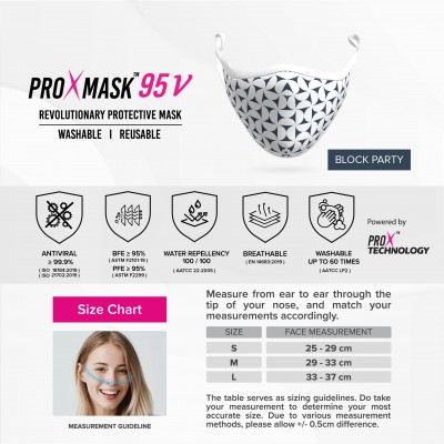 PROXMASK 95V Antiviral Reusable Face Mask - Sublimation Design - L Size