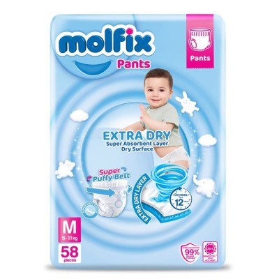 Molfix Extra Pants M58's,L48's XL42's, XXL36's x 2's (Twin Pack)