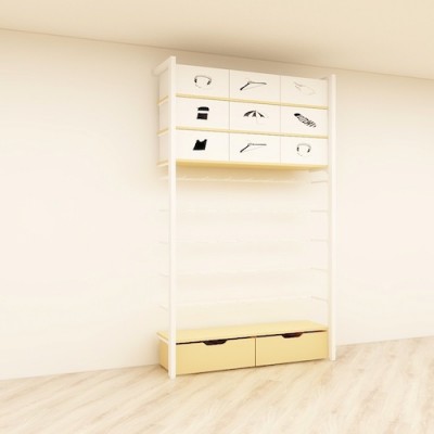 Stylish Retail Display Minirack Wall Joint Unit 2400 H x 900L x 400 D