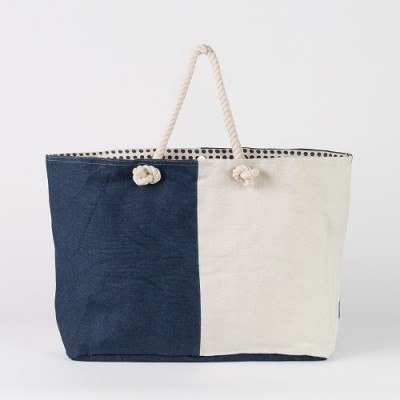 # RB 143 Navy & Off white - TOSSA Fahion Jute Bag (10 Units Per Carton)