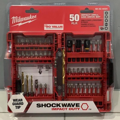 MILWAUKEE 48-32-4024 50PCS SHOCKWAVE IMPACT DUTY DRILL & DRIVER SET