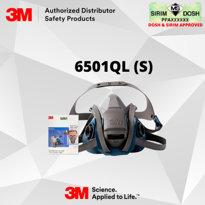 3M Rugged Comfort Quick Latch Half Facepiece Reusable Respirator 6501QL, Small, CE, Sirim and Dosh Approved. (10box per Carton)