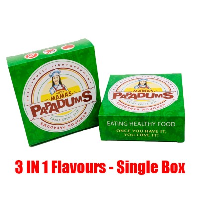 My Mama's Papadums 3 in 1 Single Box - Plain, Chilli, Mini bites - Keropok Papadom