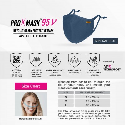 PROXMASK 95V Antiviral Reusable Face Mask - Solid Color - M Size