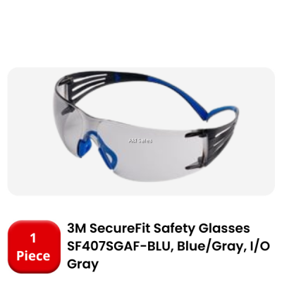 3M SECUREFIT SF407SGAF-BLU PROTECTIVE EYEWEAR - SCOTCHGARD ANTI FOG INDOOR OUTDOOR GRAY LENS