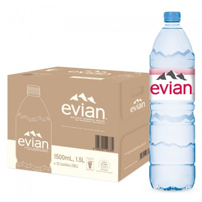 EVIAN Prestige Natural Mineral Water 1500ml Bottle (12 bottles per carton) Imported from FRANCE