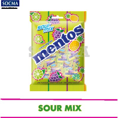 MENTOS POUCH SOUR MIX 40x36s  (40 Units Per Carton)