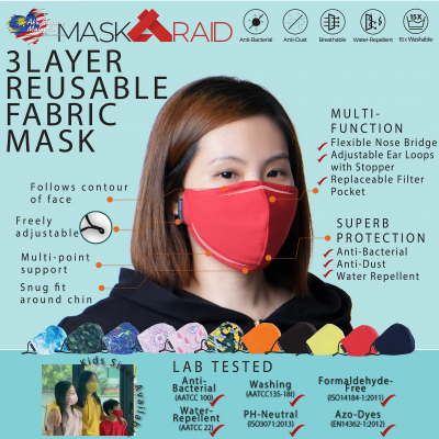 ESSENTIAL 3 PLY REUSABLE FABRIC MASK - SAMBA (KIDS)