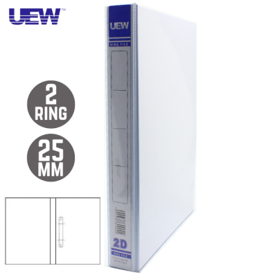 UEW PVC 2 Ring File A4 25mm White with Cover 1.5''