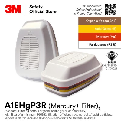 3M 6096 A1E1HGP3R GAS VAPOUR & PARTICULATE FILTER  (2 PIECES per PACKET ) mercury cartridges cartridge per pair ( old name 6009   6009S )