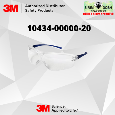 3M Asian Virtua Sport 10434-00000-20, Clear Anti-Fog Lens, Blue Temples, Sirim and Dosh Approved