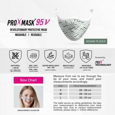 PROXMASK 95V Antiviral Reusable Face Mask - Sublimation Design - L Size