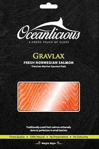 OCEANLICIOUS GRAVLAX SMOKED SALMON 80G X 10