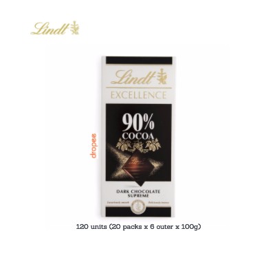 LINDT Excellence Dark 90% 100g (120 Units Per Carton)