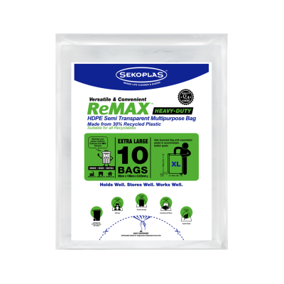 Sekoplas ReMAX HDPE Garbage Bags - XL Plain (10 Pcs x 60 Packets)