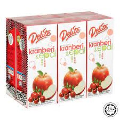 Delite Cranberry & Apple 6x250ml Less Sweet