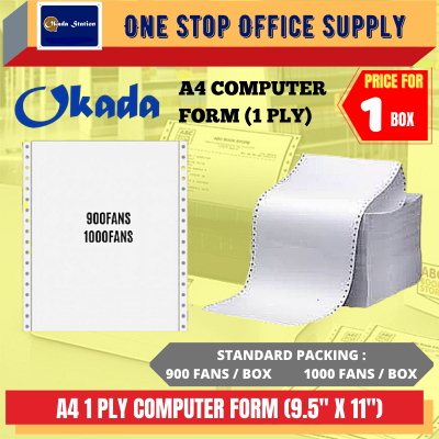 A4 NCR COMPUTER PAPER 1PLY - 900FANS ( 9.5'' X 11'' )