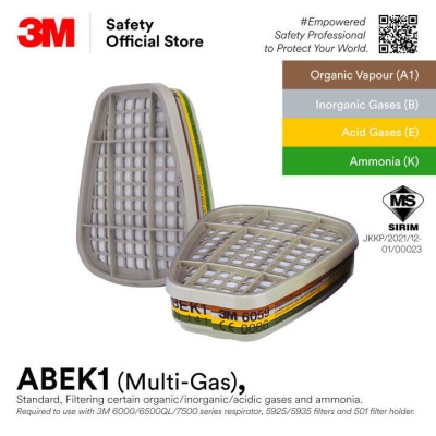 3M 6059 ABEK1 MULTI-GAS CARTRIDGE ( 2 PIECES per PACKET ) old name 6006