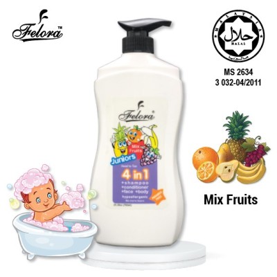 Junior Shower Kids Head to Toe 4 in 1 750ml Felora