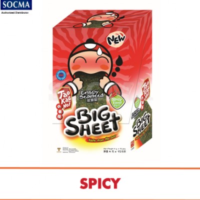 TAO KAE NOI BIG SHEET SEAWEED SPICY 10X12X3.2G (10 Units Per Carton)