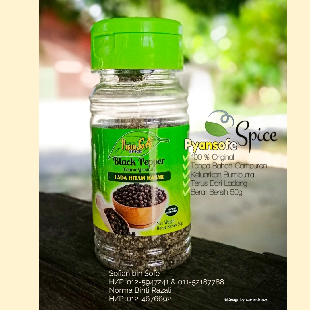 100% PURE LADA HITAM KASAR KEDAH (50g) KEDAH BLACK PEPPER COARSE GRIND (2 Units Per Outer)