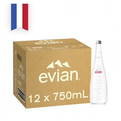 EVIAN Aramis Pure Natural Mineral Water Glass 750ml Bottle (12 Units Per Carton)