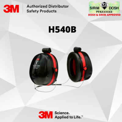 3M PELTOR Optime III Earmuffs H540B-412-SV, 34 dB, Black Red, Neckband, Sirim and Dosh Approved