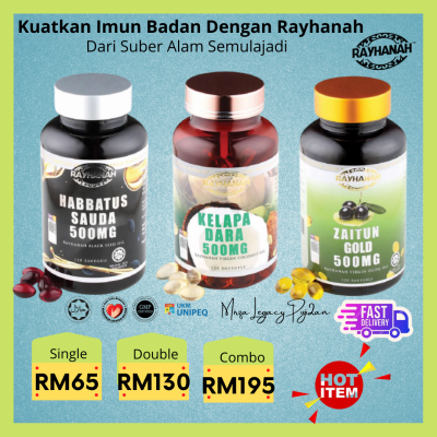 Hot Item Rayhanah Softgel 100% Asli 120 Softgel dan 500MG Habbatus Sauda Zaitun Gold Kelapa Dara Ramadan Deals