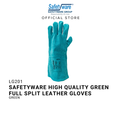 SAFETYWARE HIGH QUALITY GREEN FULL SPLIT LEATHER GLOVES Sarung Tangan Kerja 12 pairs 1 dozen