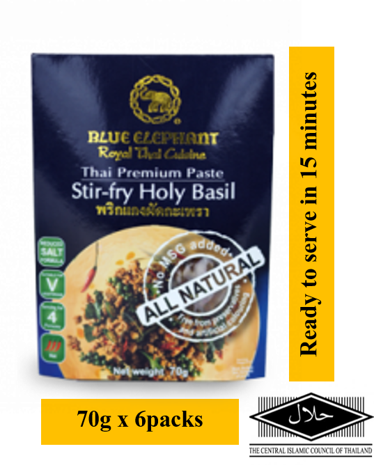 BLUE ELEPHANT THAI HOLY BASIL STIR FRY PASTE 70G X 6