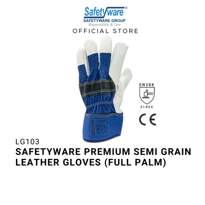 SAFETYWARE PREMIUM SEMI GRAIN LEATHER GLOVES (FULL PALM) Sarung Tangan Kerja 12 pairs 1 dozen