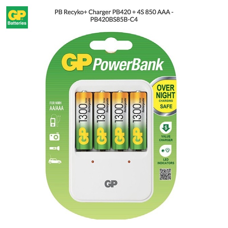 GP PB Recyko+ Charger PB420 + 4S 850 AAA - PB420BS85B-C4 (1 Units Per Carton)