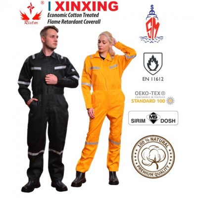 XinXing Economic Cotton Treated Fire Retardant FR coverall 200gsm 100&Cotton EN11612 SIRIM DOSH