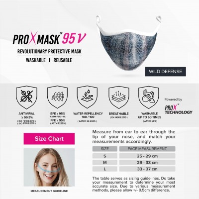 PROXMASK 95V Antiviral Reusable Face Mask - Sublimation Design - L Size