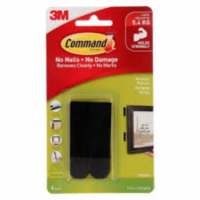 3M COMMAND 17201BLK PICTURE HANGING STRIPS - BLACK (MEDIUM) (4 SETS per PACK)