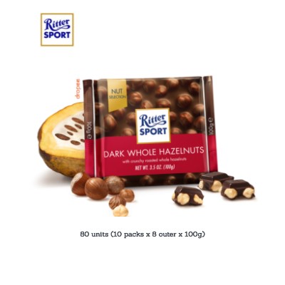 RITTER SPORT Dark Whole Hazelnuts 100g (10 Units Per Outer)