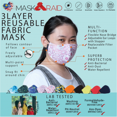 ESSENTIAL 3 PLY REUSABLE FABRIC MASK - INDIGO (KIDS)