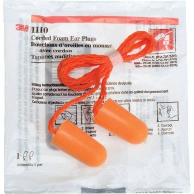 3M 1110 (CE) CORDED FOAM EAR PLUG - SNR 29DB (10 PAIRS per PACK)