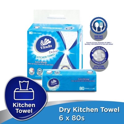 Vinda Deluxe Softpack Kitchen Towel 6 x 80s [KLANG VALLEY ONLY]