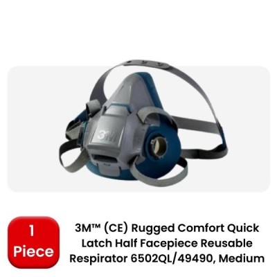 3M 6502QL (CE) RUGGED COMFORT QUICK LATCH HALF-FACEPIECE REUSABLE RESPIRATOR (MEDIUM)