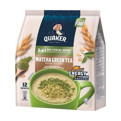 QUAKER 3 IN 1 MATCHA GREEN TEA 12'S x 12